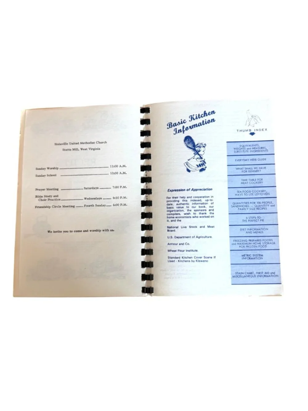 Our Daily Bread Cookbook Siniaville United Methodist Church WV Southern Recies
